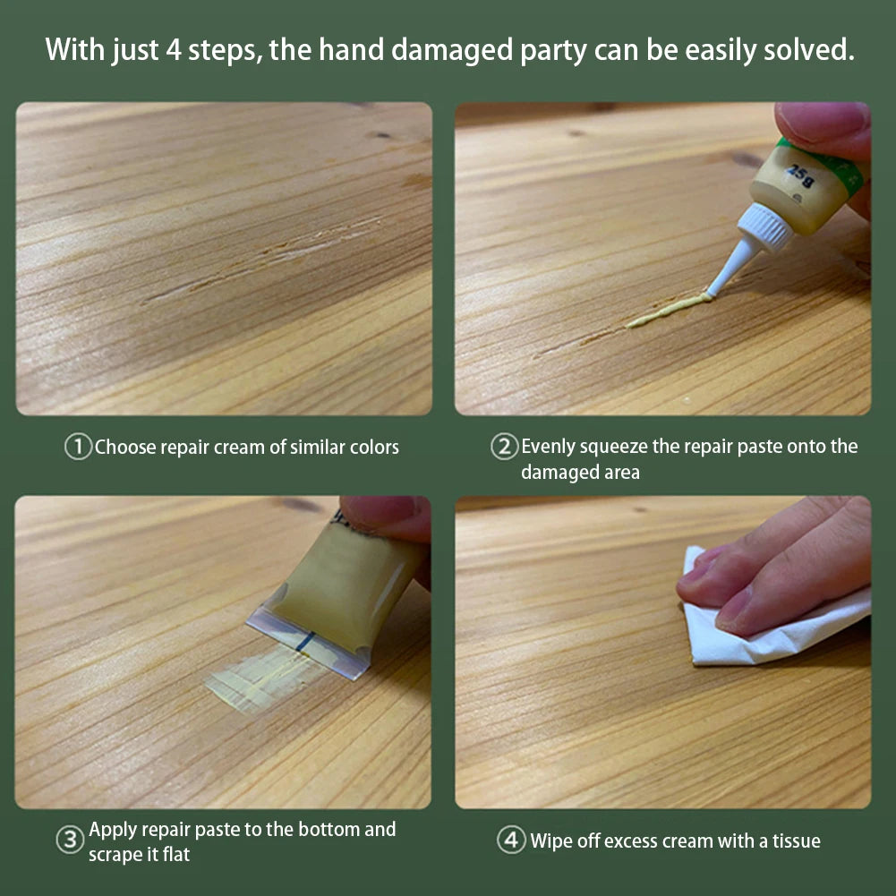 25g Multicolor Wood Repair Paste,Multipurpose Floor Scratch Paint Repair for Table Oak Cabinet,Wooden Furniture Scratch Filler
